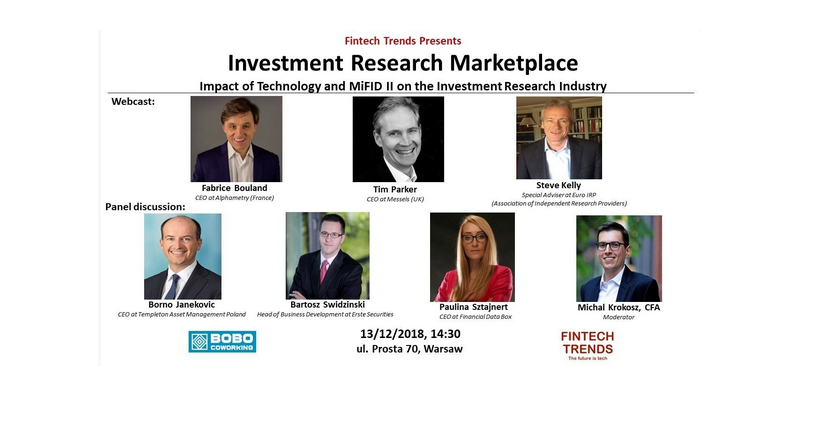 13.12.2018 Fintech Dragons' Day 2018 Investment Research Marketplace and Fintech Dragons' Day Warszawa 