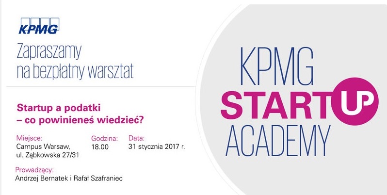 KPMG Startup Academy Startup a podatki – co powinieneś wiedzieć? 2017